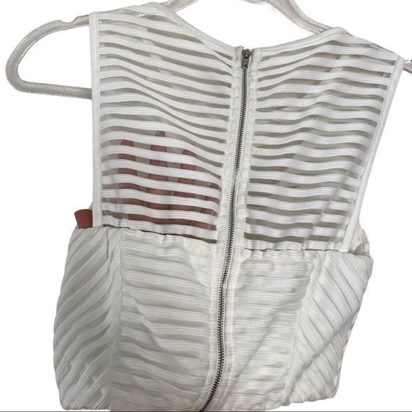 Niki Biki White Sheer‎ Striped Cropped Top - Picture 5 of 6